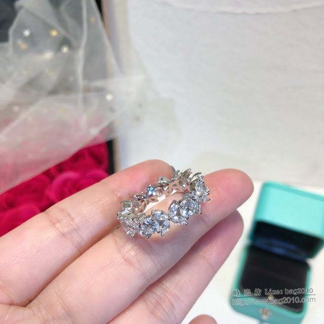Tiffany純銀飾品 蒂芙尼女士專櫃爆款鉑金鑲嵌馬眼形戒指  zgt1592